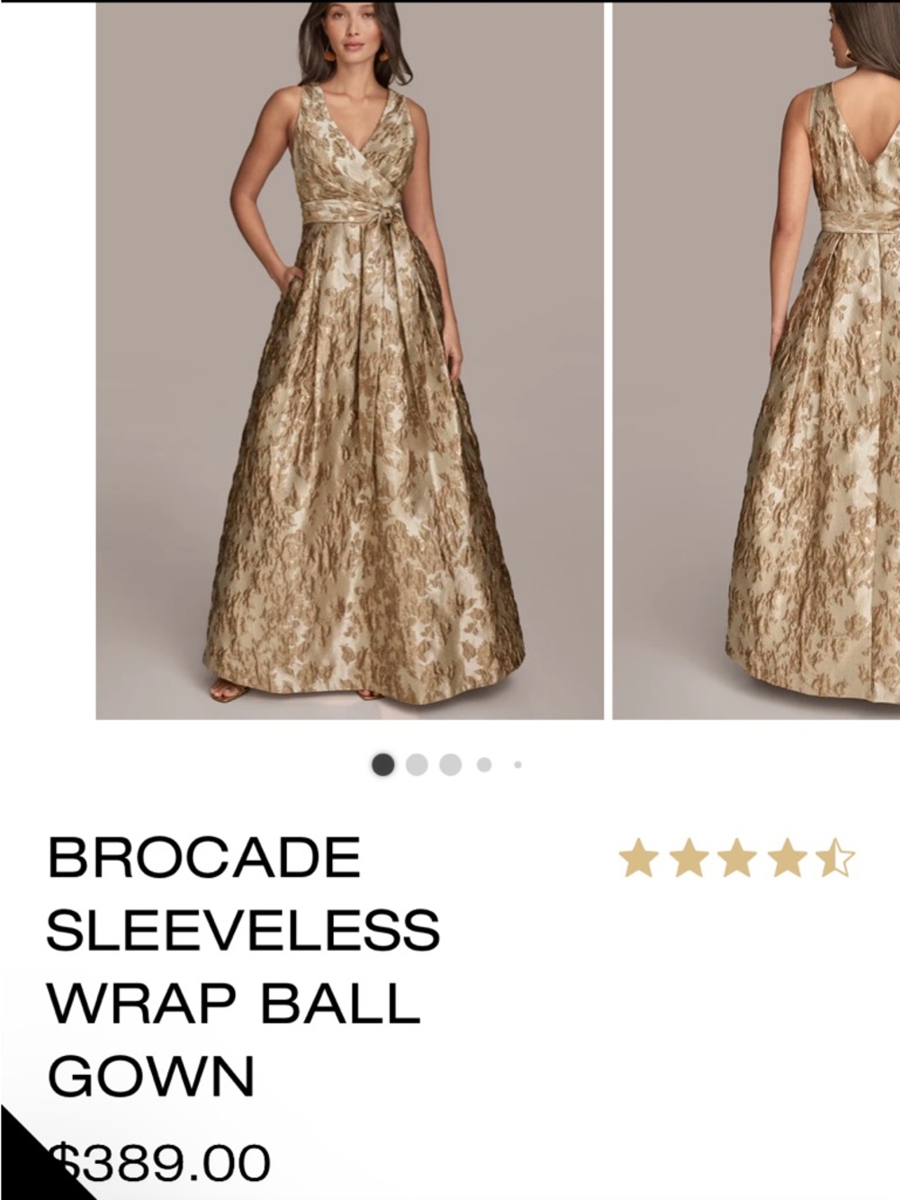Donna Karan NWT Gold Brocade Gown